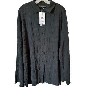 NWT Women’s Oversized Button Down Lightweight Shirt Square Textured Blouse